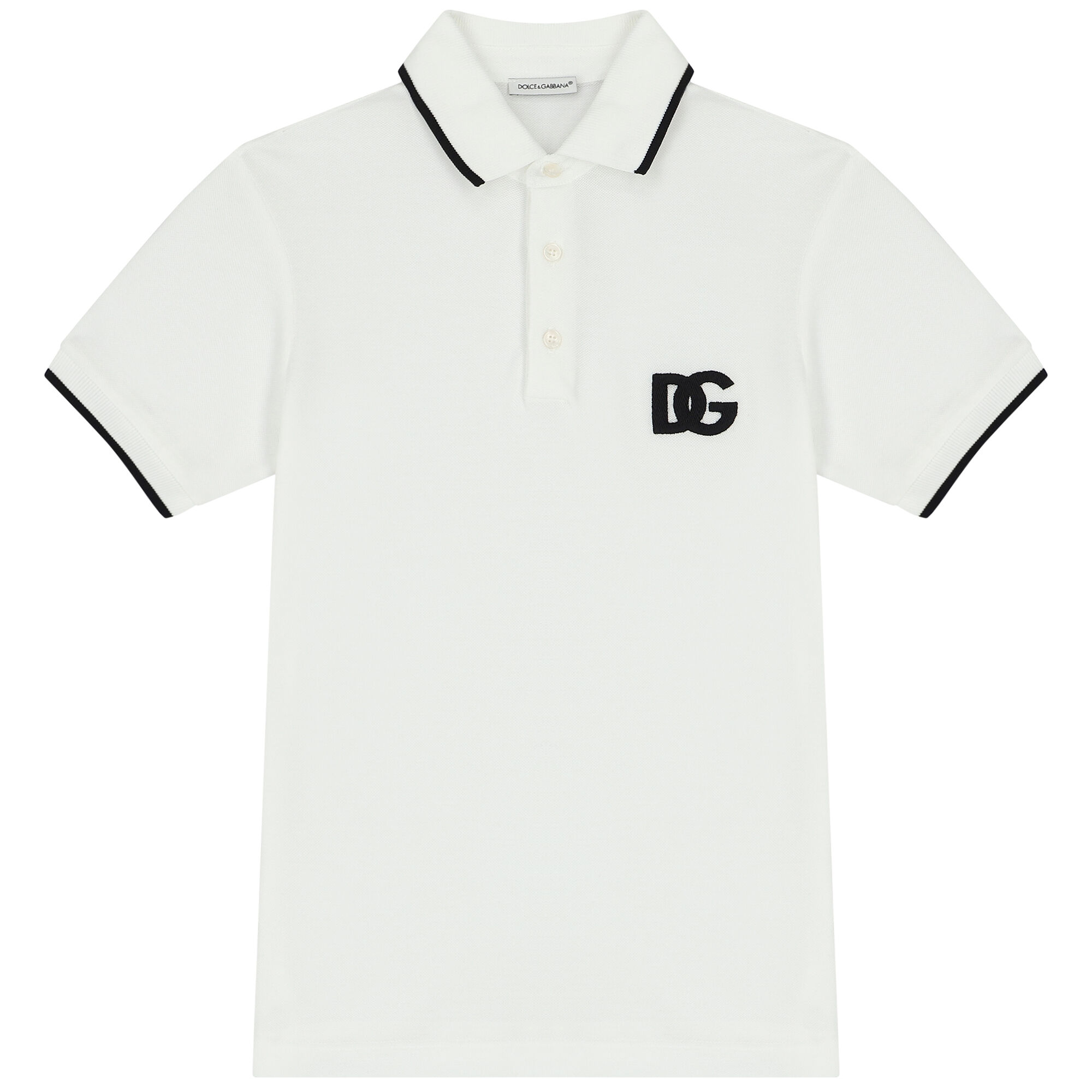 Dolce Gabbana Boys White Logo Polo Shirt Junior Couture UK